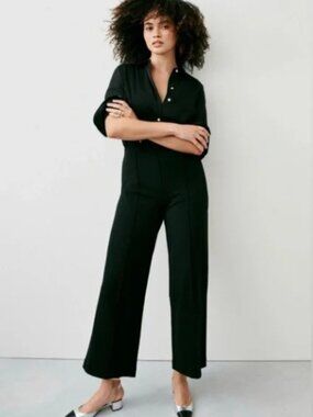 SPANX PerfectFit Ponte Cropped Wide Leg Pants Black Size XS TALL New with Tag